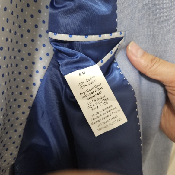 Tommy Hilfiger Blue sport coat designer light blue patterned lining 42s - Picture 8 of 9